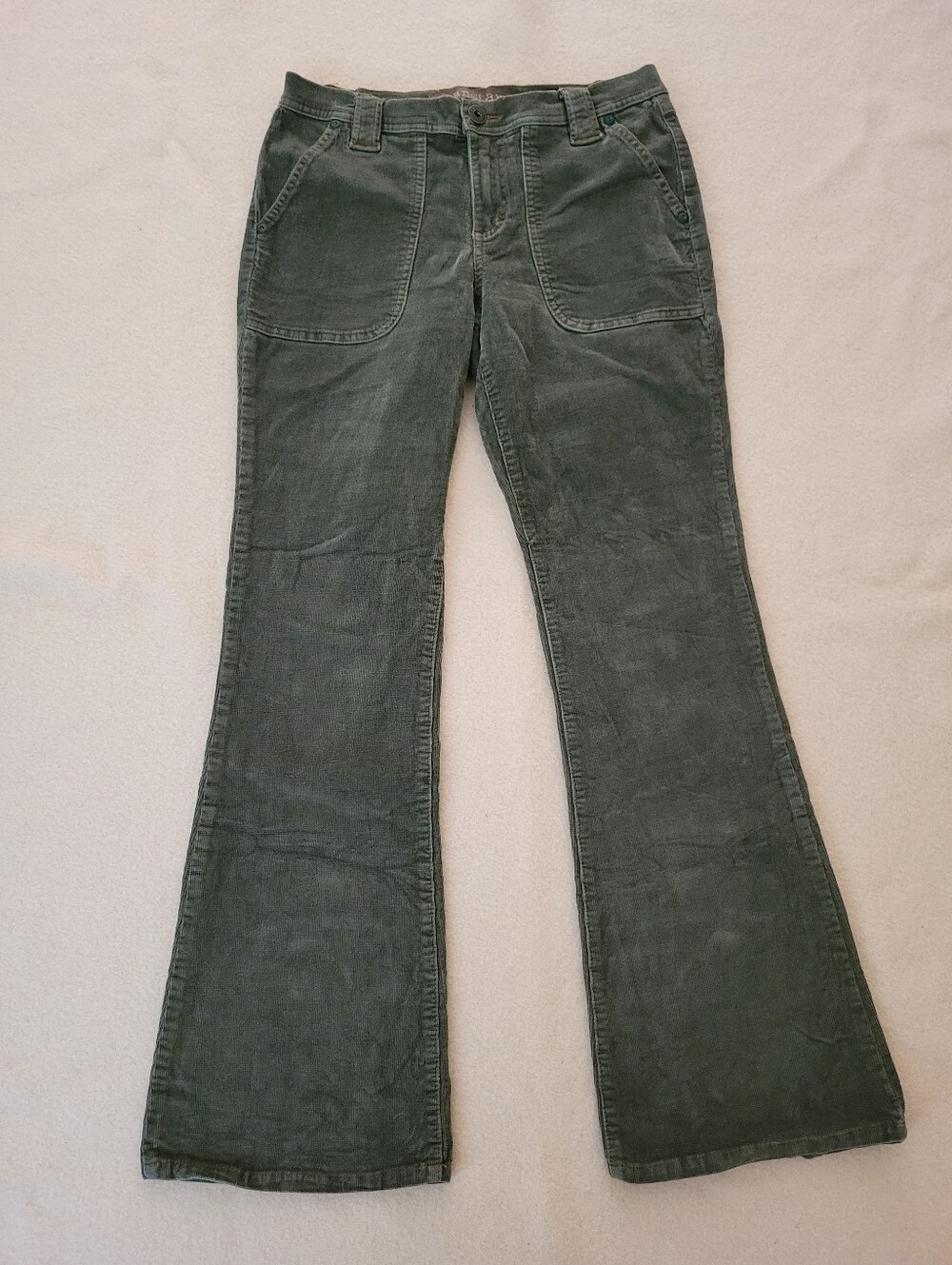 Y2K Corduroy Pants Women's Size 8 Olive Green Cotton Strech Bootcut By Jeanstar